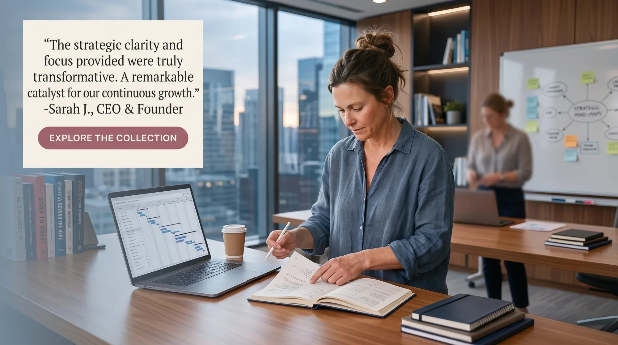 Website page mockup with a clear call-to-action button and Website page mockup with a clear call-to-action button and proof quote beside it